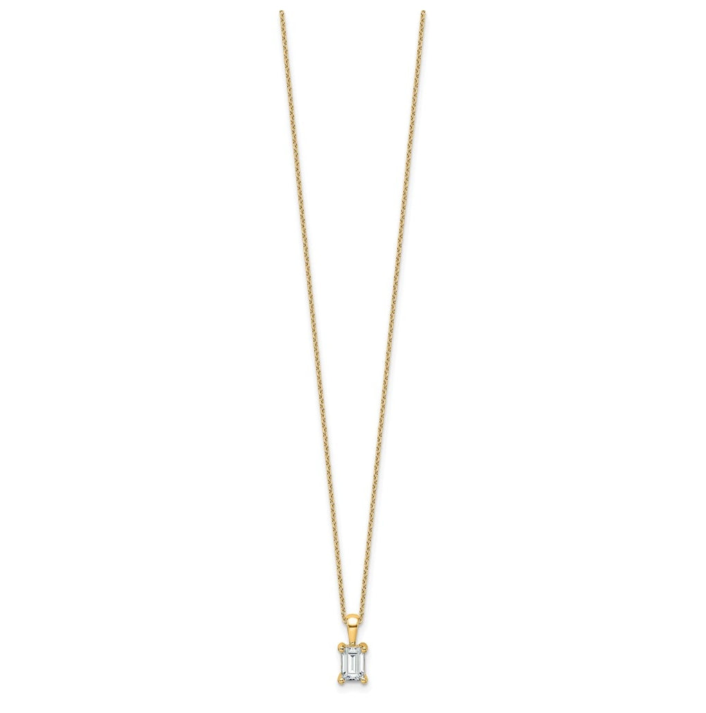 14K Yellow Or White Gold Lab Grown Diamond VS+ F+ Emerald Complete 18 inch Four Prong Pendant Necklace