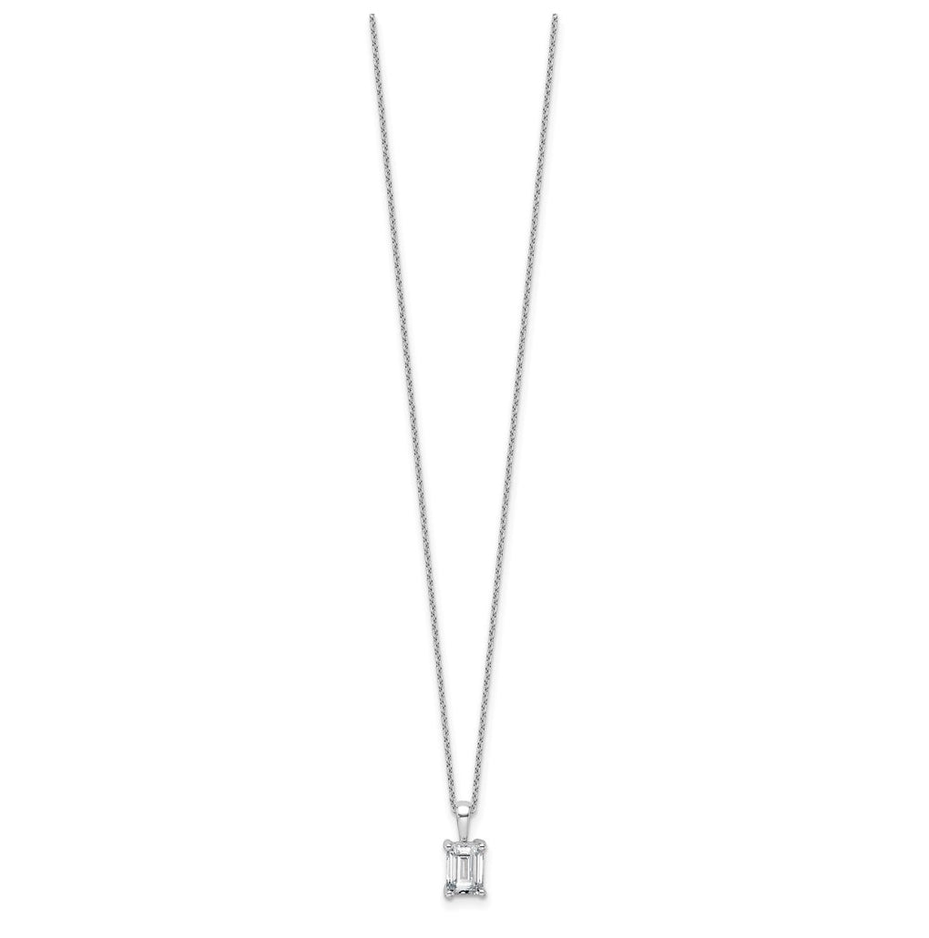 14K Yellow Or White Gold Lab Grown Diamond VS+ F+ Emerald Complete 18 inch Four Prong Pendant Necklace