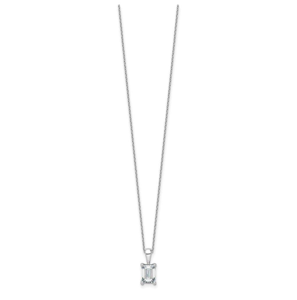 14K Yellow Or White Gold Lab Grown Diamond VS+ F+ Emerald Complete 18 inch Four Prong Pendant Necklace