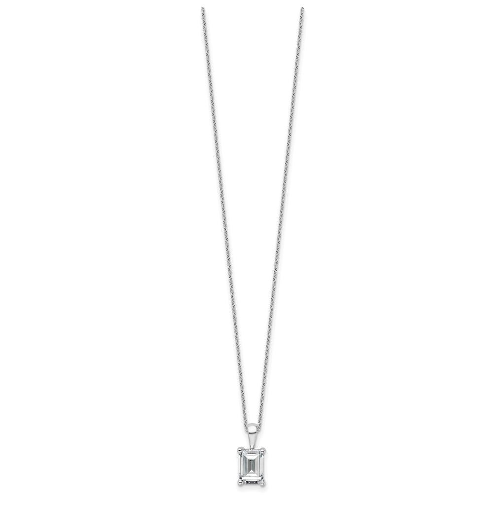 14K Yellow Or White Gold Lab Grown Diamond VS+ F+ Emerald Complete 18 inch Four Prong Pendant Necklace