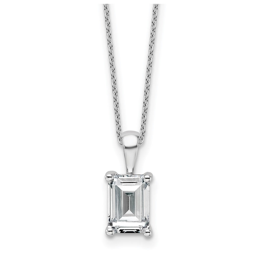 14K Yellow Or White Gold Lab Grown Diamond VS+ F+ Emerald Complete 18 inch Four Prong Pendant Necklace