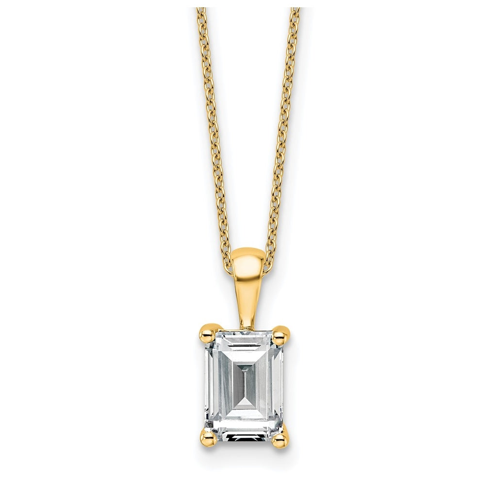 14K Yellow Or White Gold Lab Grown Diamond VS+ F+ Emerald Complete 18 inch Four Prong Pendant Necklace