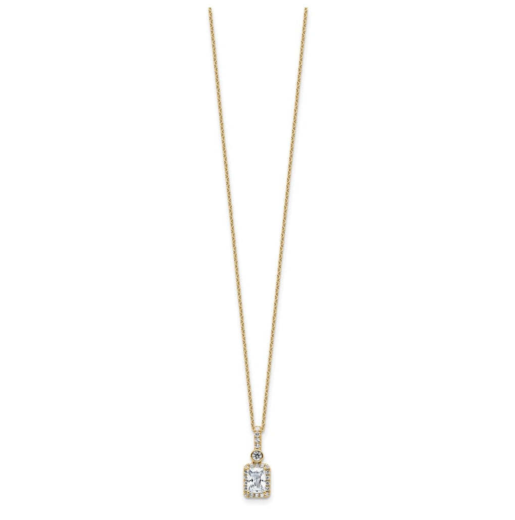 14k Yellow Gold 1 carat Certified Lab Grown Diamond VS+ F+ Radiant Complete 18 inch Halo Pendant Necklace