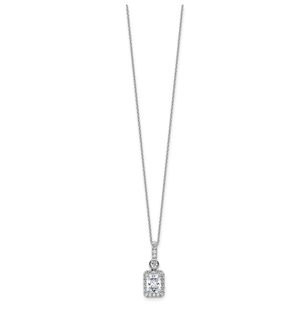 14k White Gold 2 carat Certified Lab Grown Diamond VS/SI+ G+ Radiant Complete 18 inch Halo Pendant Necklace