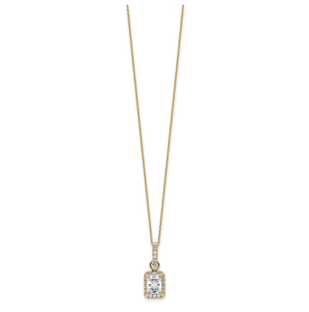 14k Yellow Gold 2 carat Certified Lab Grown Diamond VS+ F+ Radiant Complete 18 inch Halo Pendant Necklace