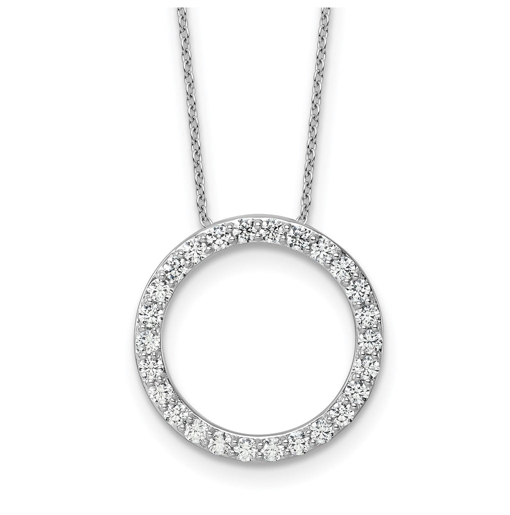 14k White Gold 1 carat Lab Grown Diamond VS+ F+ Complete 18 inch Circle Slide Necklace