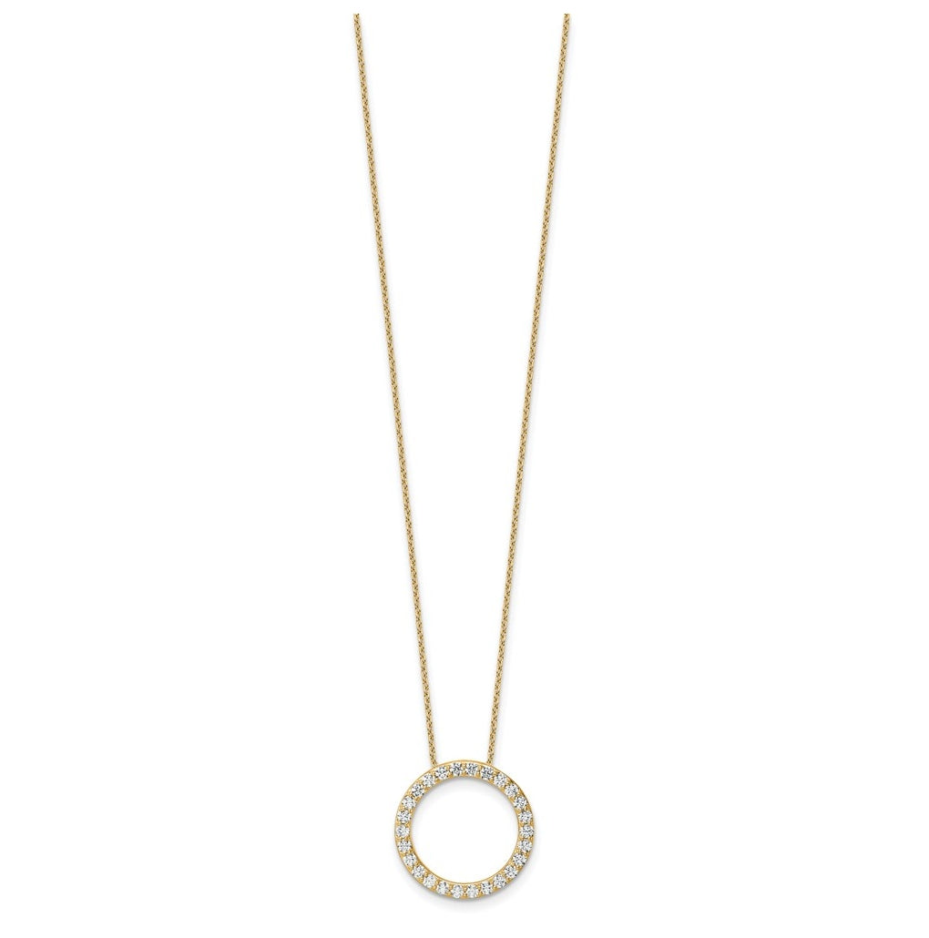 14k Yellow Gold 1 carat Lab Grown Diamond VS+ F+ Complete 18 inch Circle Slide Necklace