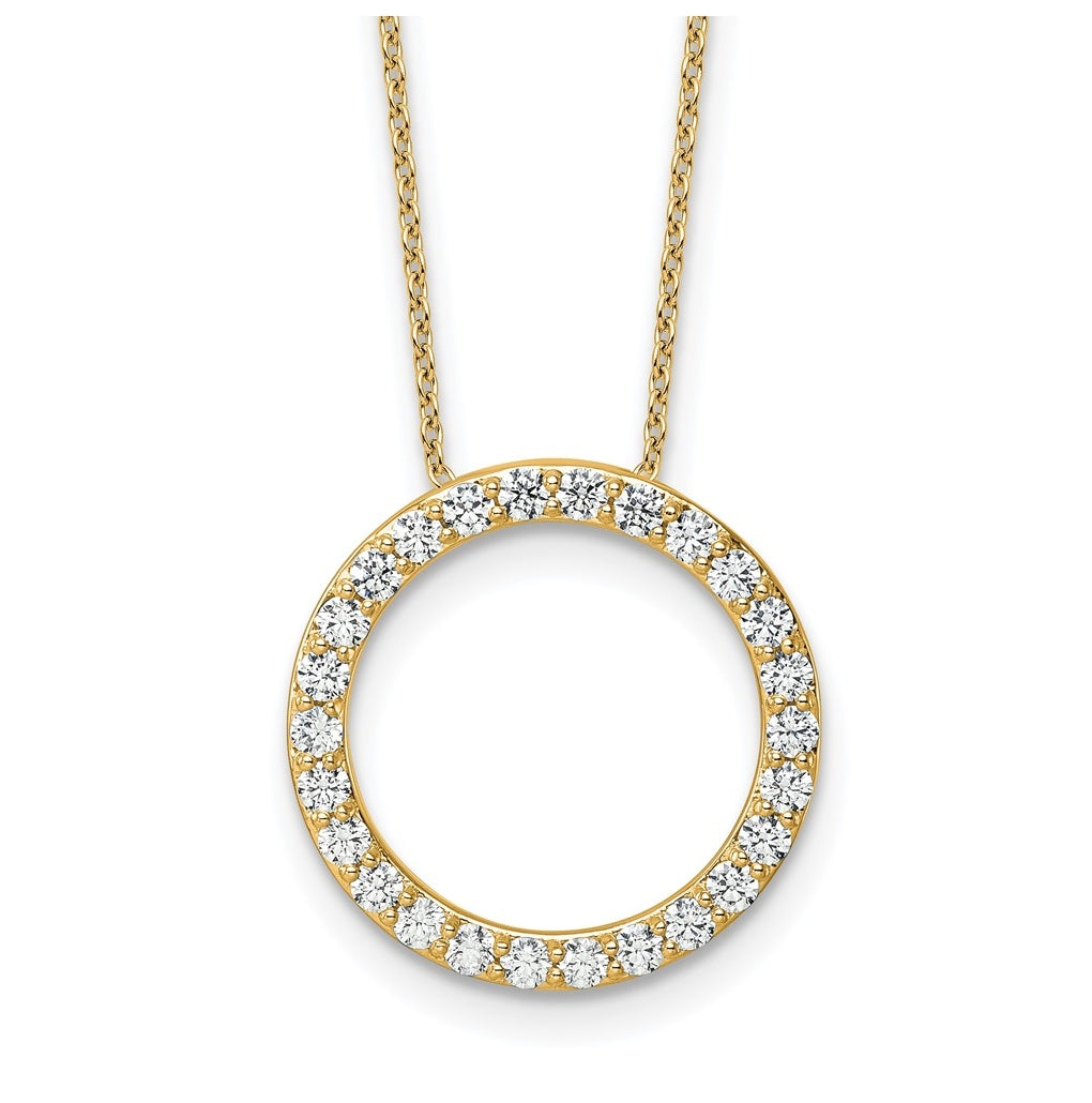 14k Yellow Gold 1 carat Lab Grown Diamond VS/SI+ G+ Complete 18 inch Circle Slide Necklace