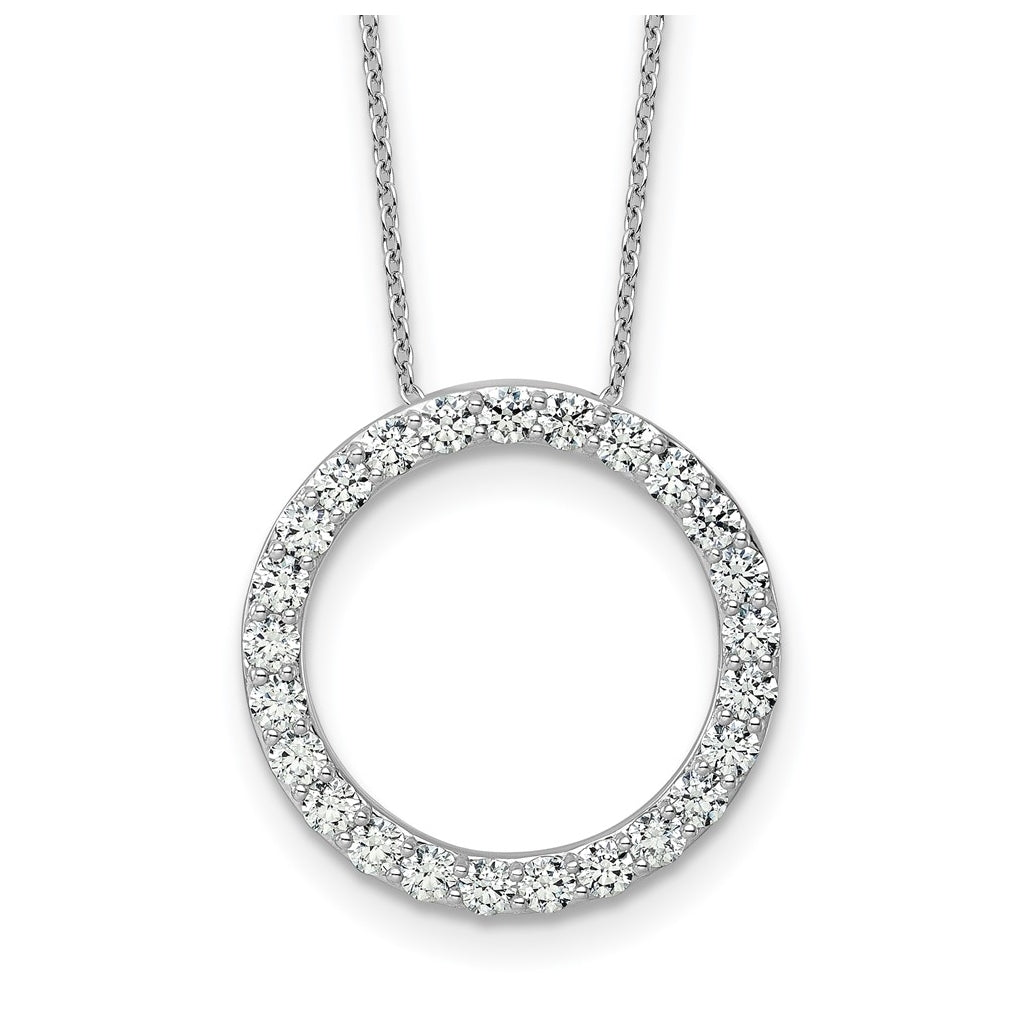 14k White Gold 1 1/2 carat Lab Grown Diamond VS/SI+ G+ Complete 18 inch Circle Slide Necklace