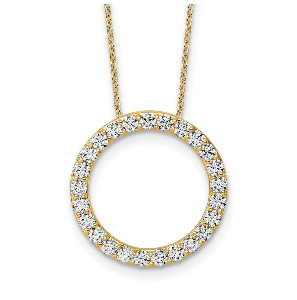 14k Yellow Gold 1 1/2 carat Lab Grown Diamond VS+ F+ Complete 18 inch Circle Slide Necklace