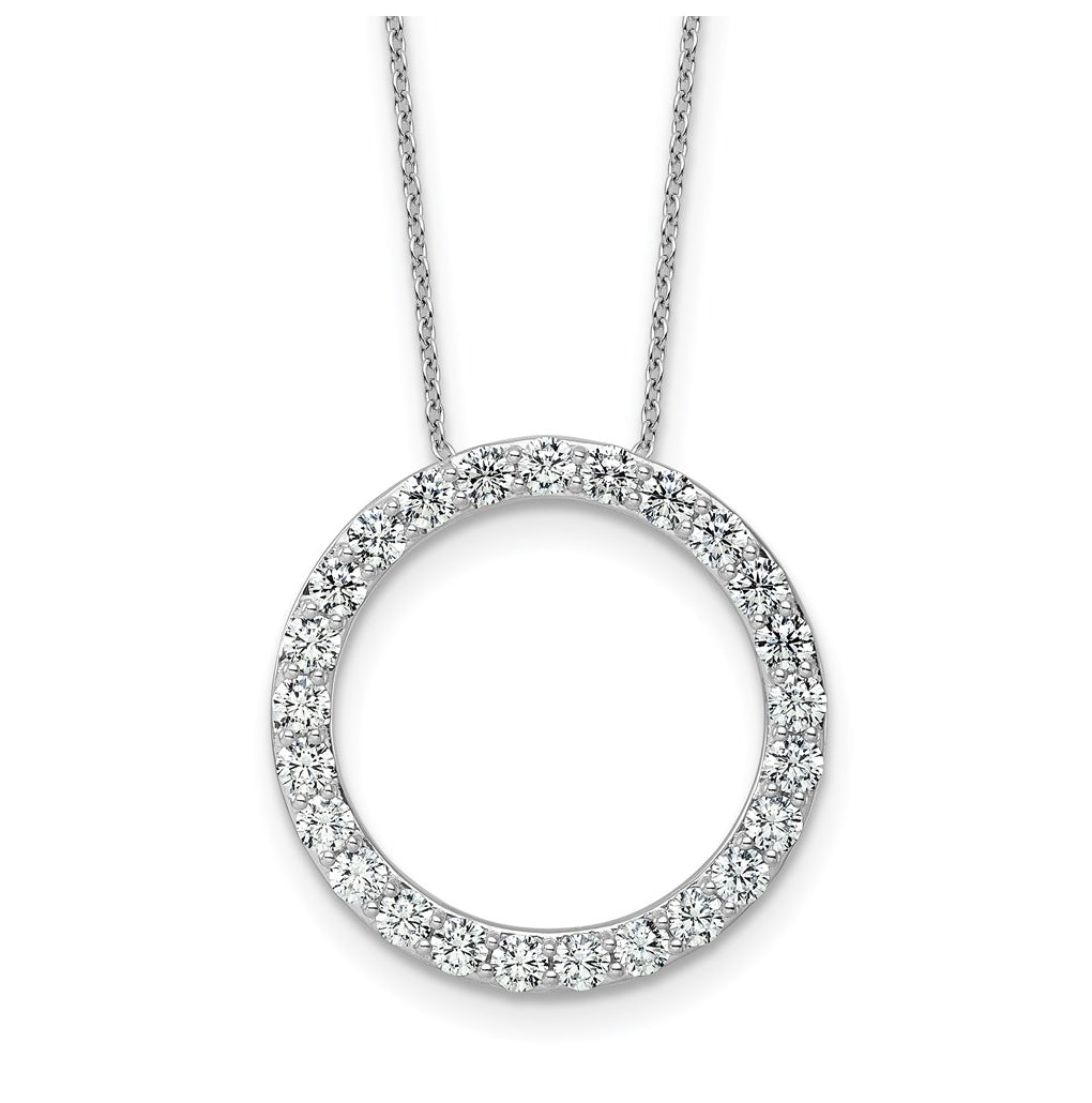 14k White Gold 2 carat Lab Grown Diamond VS/SI+ G+ Complete 18 inch Circle Slide Necklace