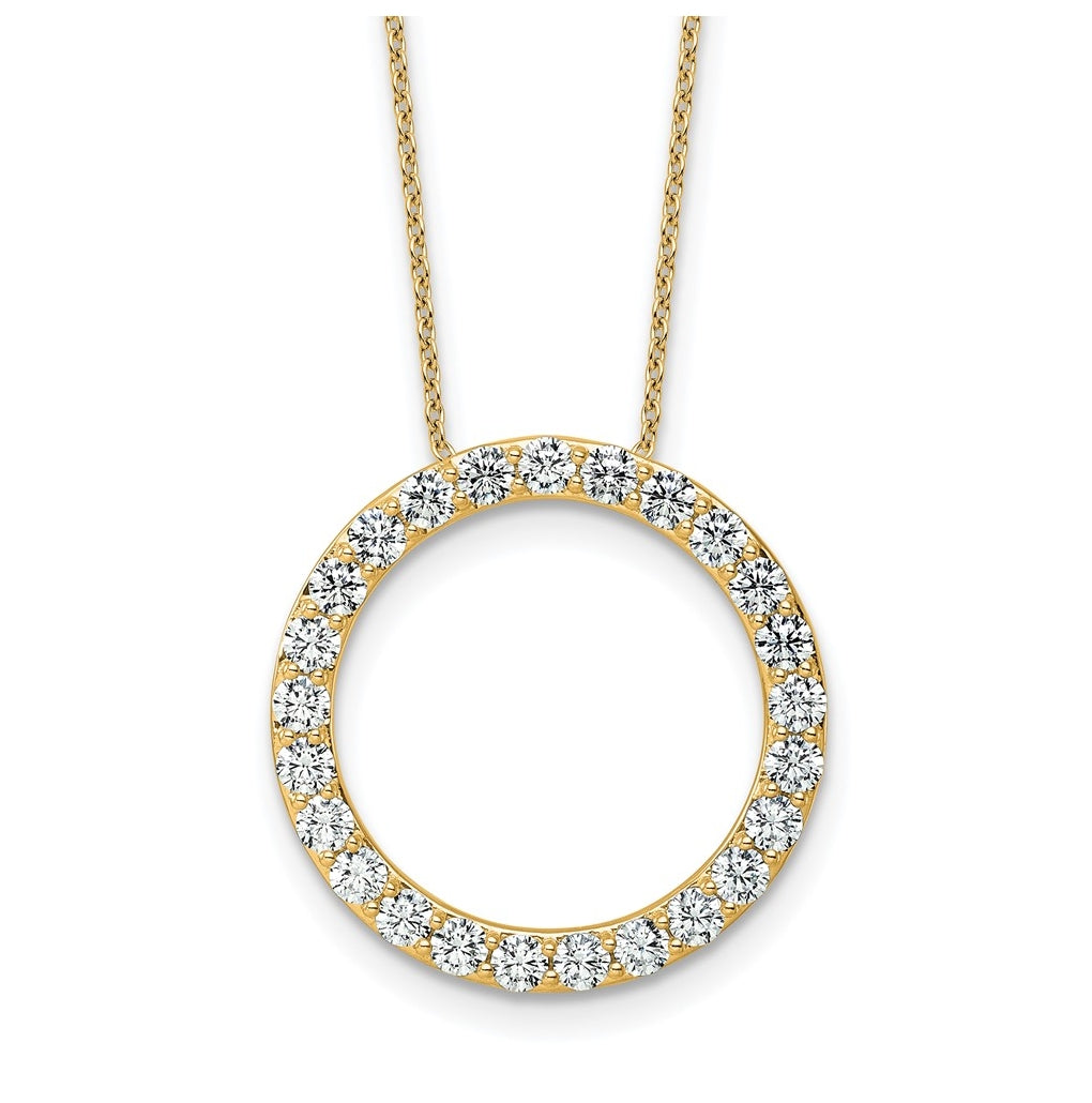 14k Yellow Gold 2 carat Lab Grown Diamond VS+ F+ Complete 18 inch Circle Slide Necklace