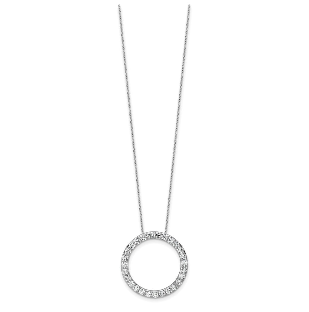 14k White Gold 3 carat Lab Grown Diamond VS/SI+ G+ Complete 18 inch Circle Slide Necklace