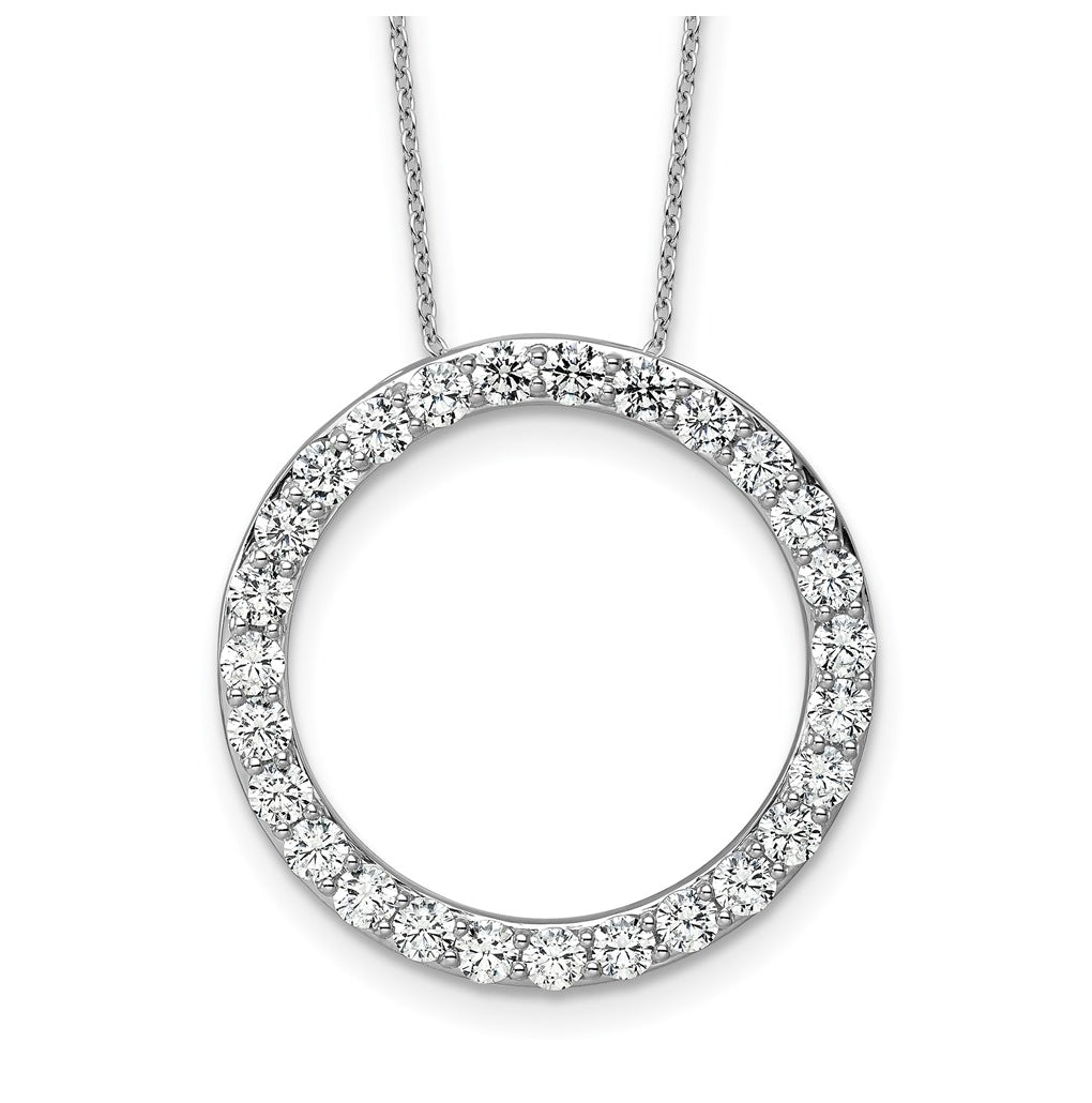 14k White Gold 3 carat Lab Grown Diamond VS/SI+ G+ Complete 18 inch Circle Slide Necklace