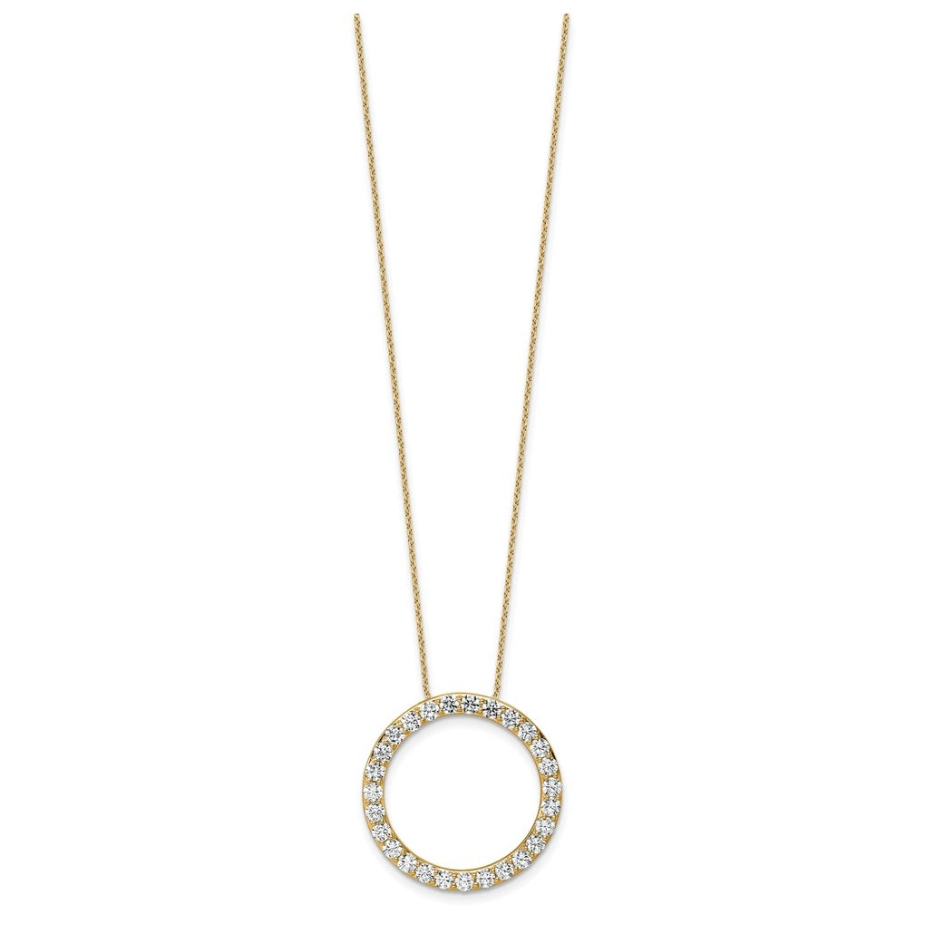 14k Yellow Gold 3 carat Lab Grown Diamond VS/SI+ G+ Complete 18 inch Circle Slide Necklace
