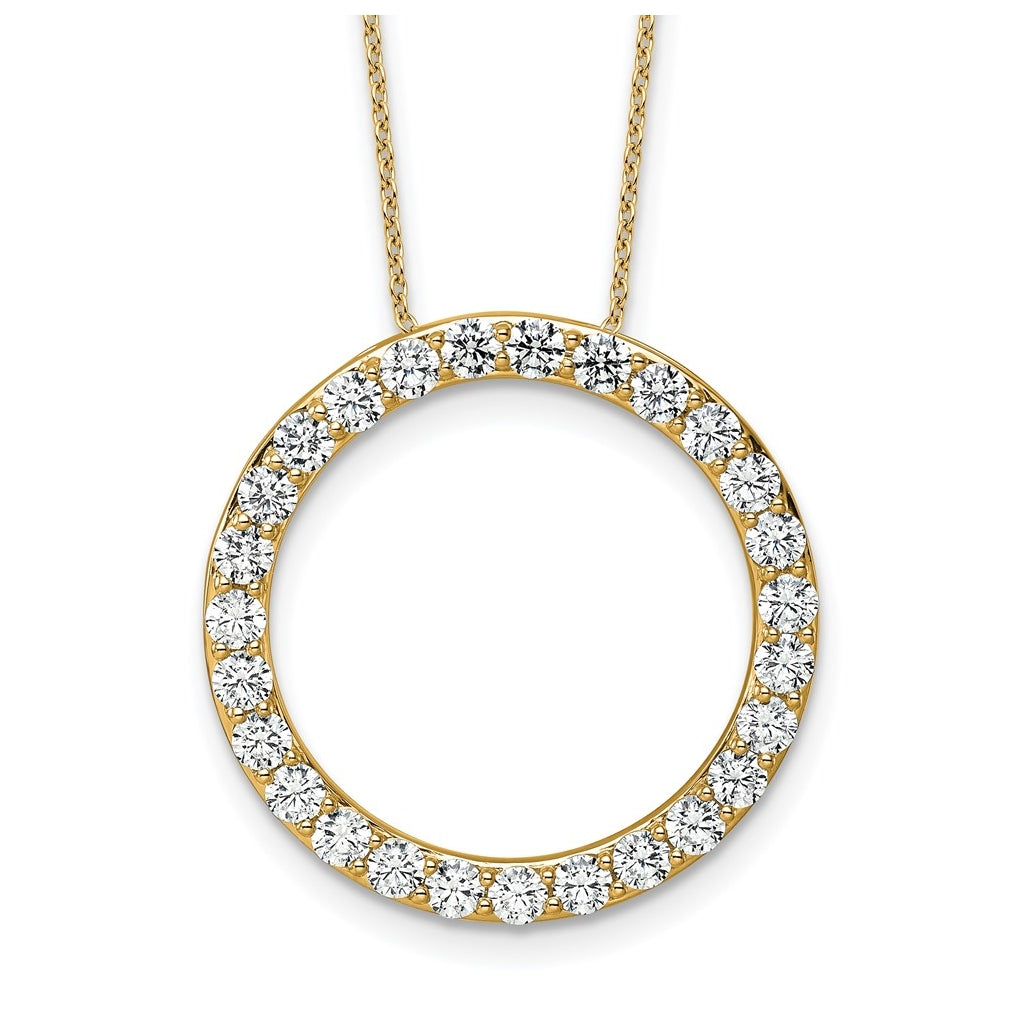 14k Yellow Gold 3 carat Lab Grown Diamond VS/SI+ G+ Complete 18 inch Circle Slide Necklace