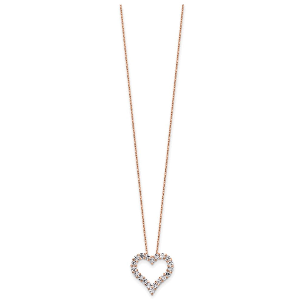 14k Rose Gold 1 carat Lab Grown Diamond VS/SI+ G+ Complete 18 inch Heart Pendant Necklace