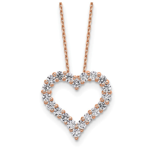 14k Rose Gold 1 carat Lab Grown Diamond VS/SI+ G+ Complete 18 inch Heart Pendant Necklace