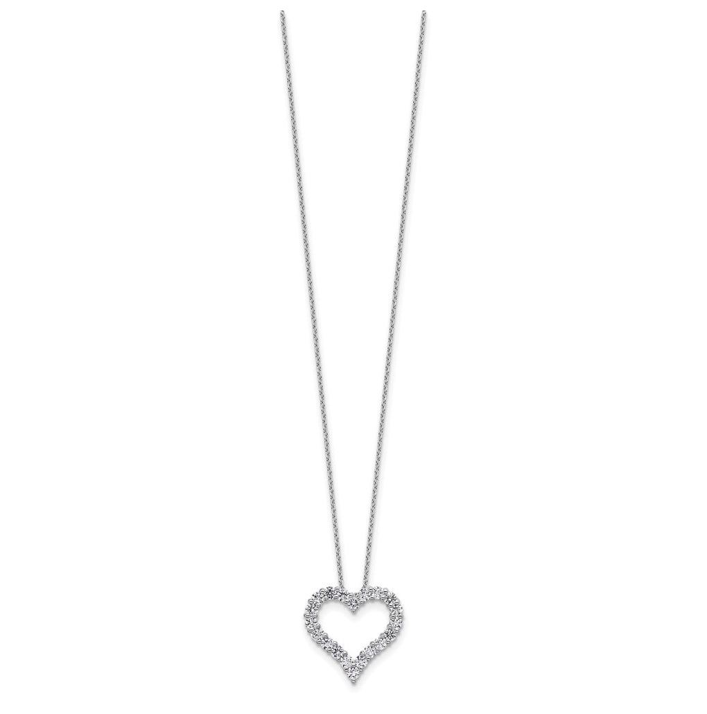 14k White Gold 1 carat Lab Grown Diamond VS/SI+ G+ Complete 18 inch Heart Pendant Necklace