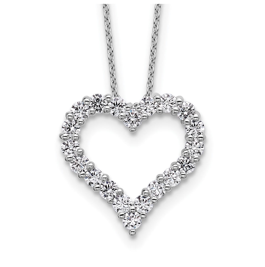 14k White Gold 1 carat Lab Grown Diamond VS/SI+ G+ Complete 18 inch Heart Pendant Necklace