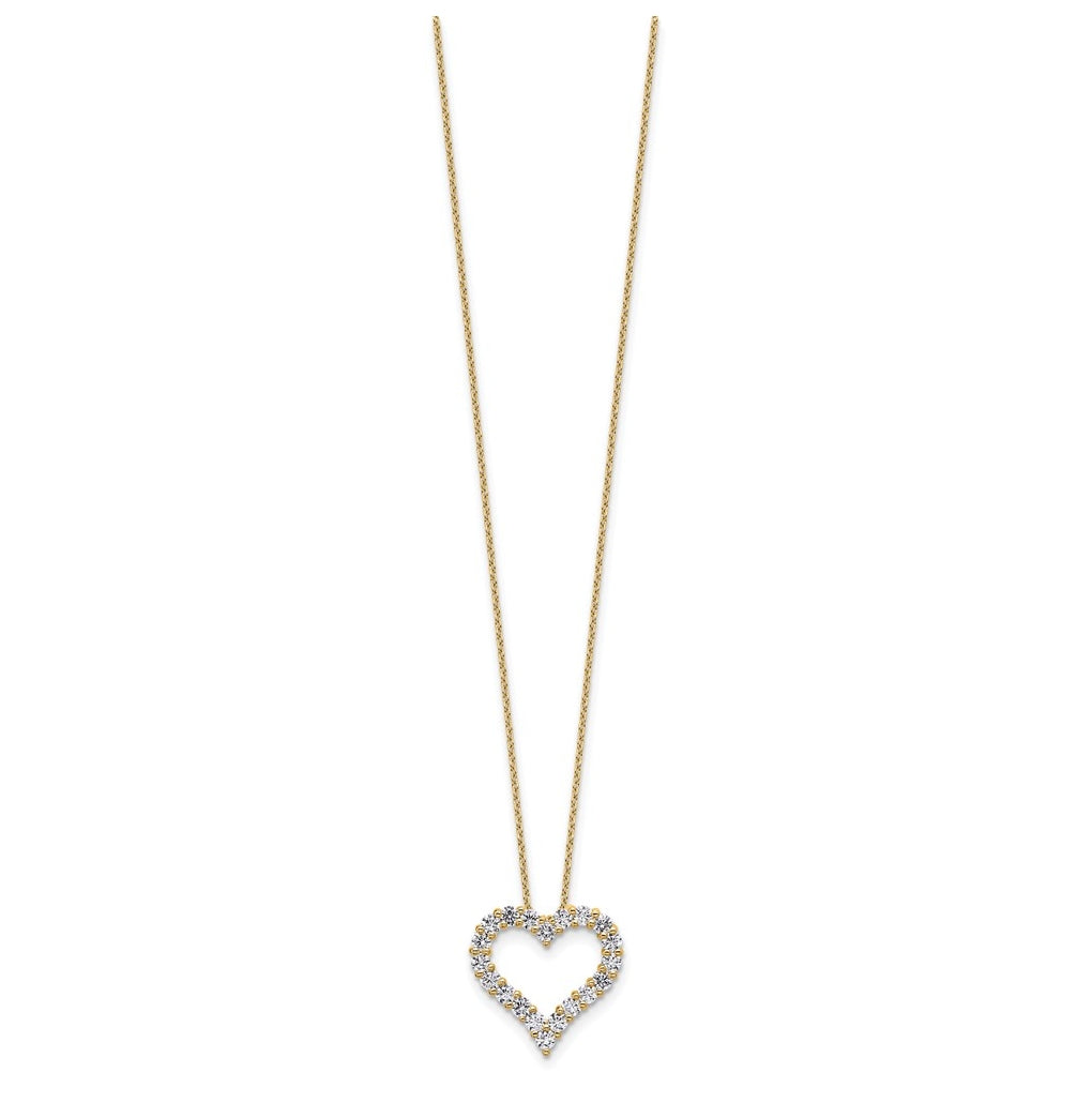 14k Yellow Gold 1 carat Lab Grown Diamond VS/SI+ G+ Complete 18 inch Heart Pendant Necklace