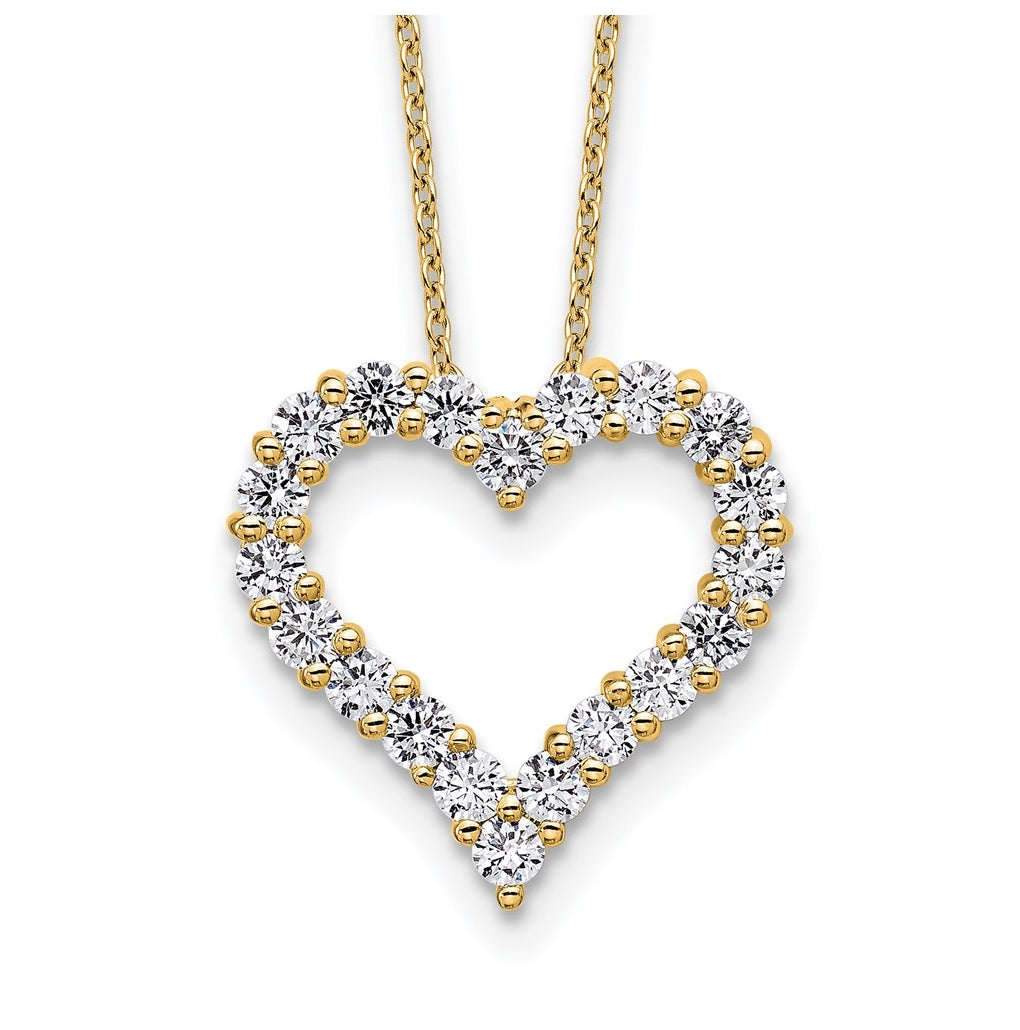 14k Yellow Gold 1 carat Lab Grown Diamond VS/SI+ G+ Complete 18 inch Heart Pendant Necklace