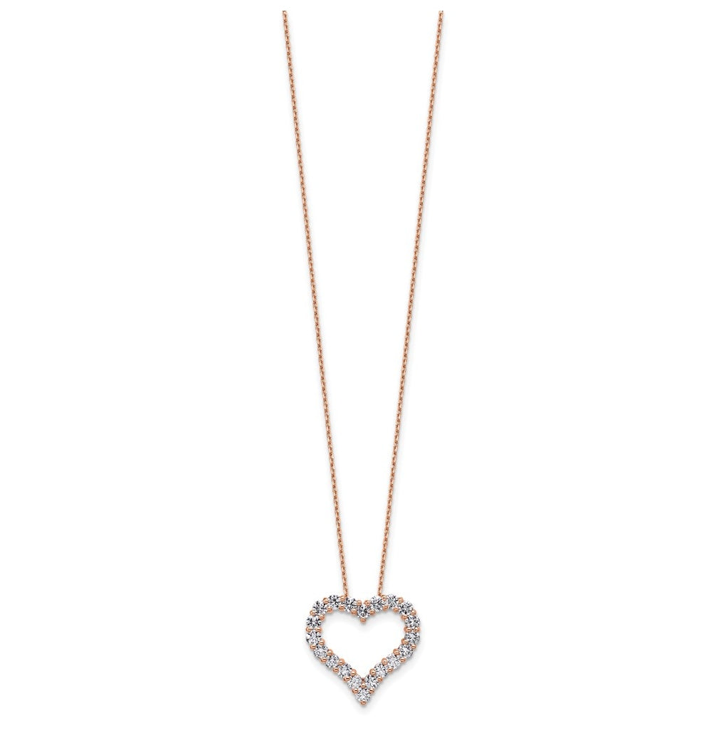 14k Rose Gold 1 1/2 carat Lab Grown Diamond VS/SI+ G+ Complete 18 inch Heart Pendant Necklace