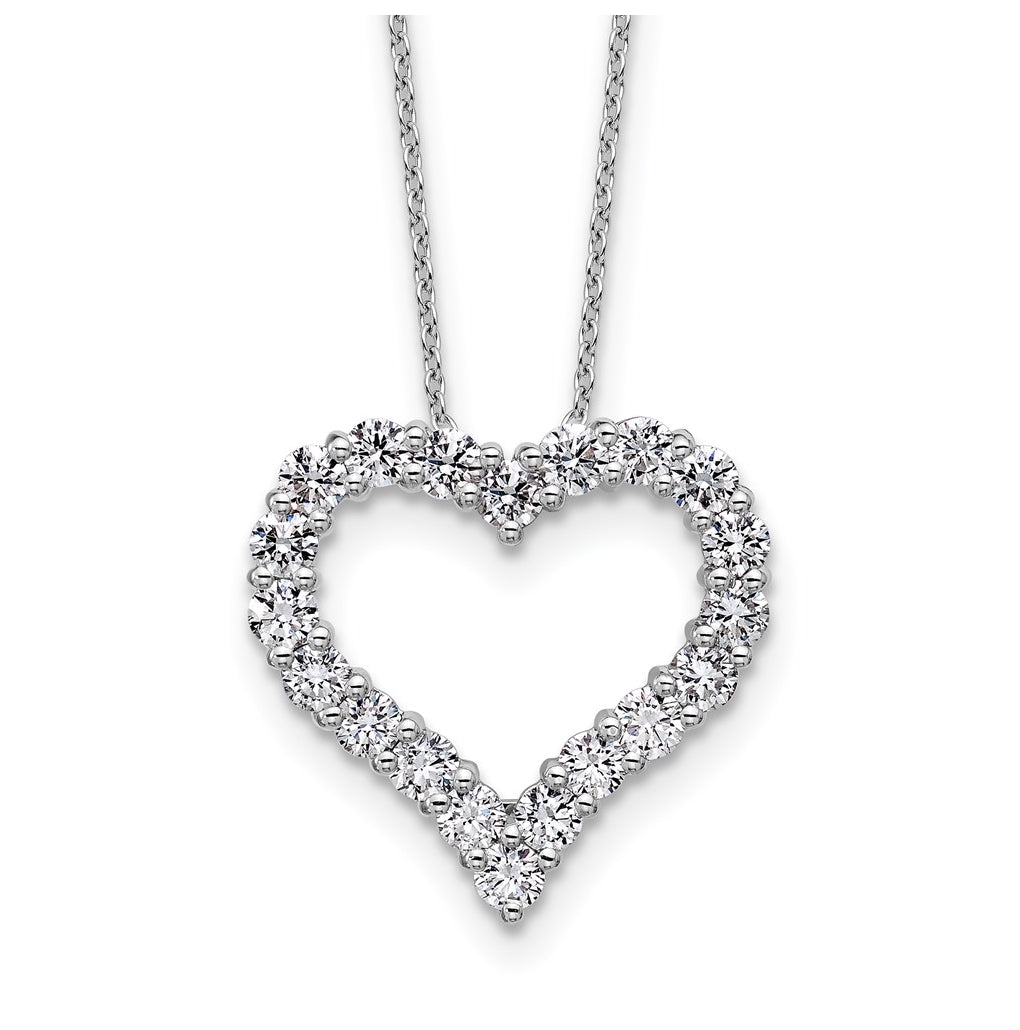 14k White Gold 1 1/2 carat Lab Grown Diamond VS/SI+ G+ Complete 18 inch Heart Pendant Necklace