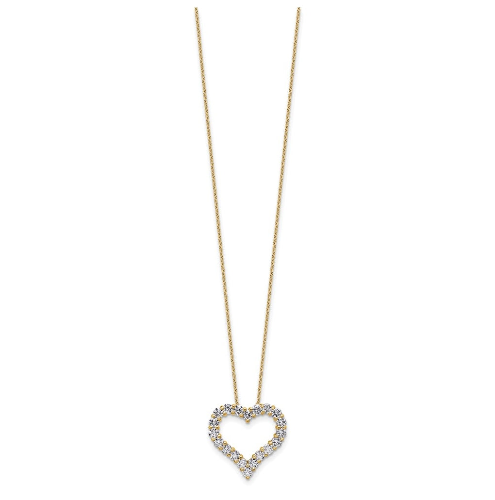 14k Yellow Gold 1 1/2 carat Lab Grown Diamond VS/SI+ G+ Complete 18 inch Heart Pendant Necklace