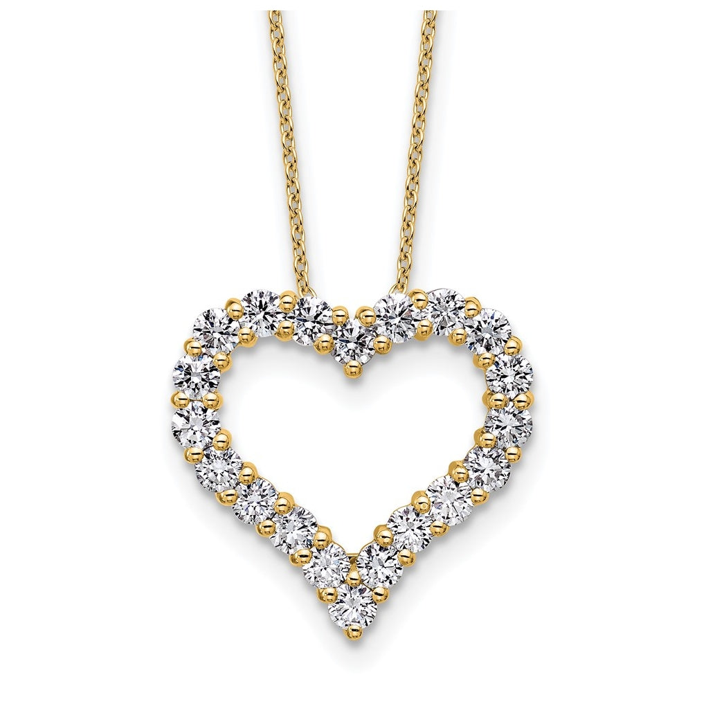 14k Yellow Gold 1 1/2 carat Lab Grown Diamond VS/SI+ G+ Complete 18 inch Heart Pendant Necklace