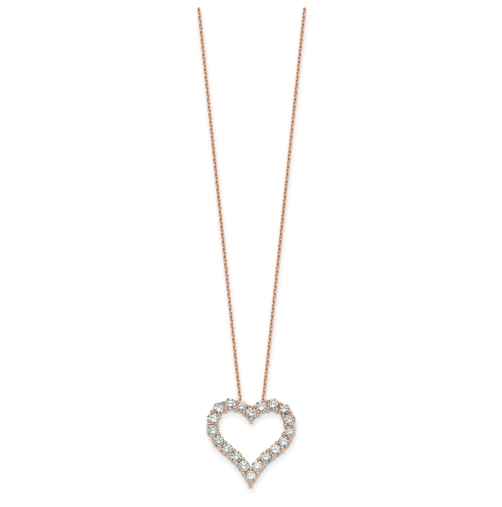 14k Rose Gold 2 carat Lab Grown Diamond VS/SI+ G+ Complete 18 inch Heart Pendant Necklace