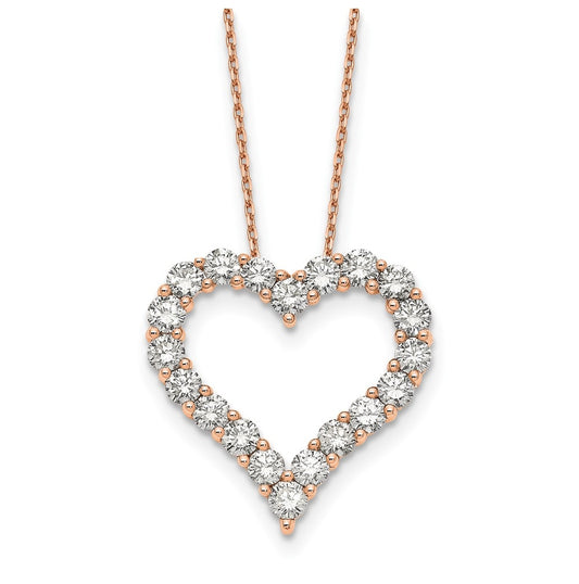 14k Rose Gold 2 carat Lab Grown Diamond VS/SI+ G+ Complete 18 inch Heart Pendant Necklace