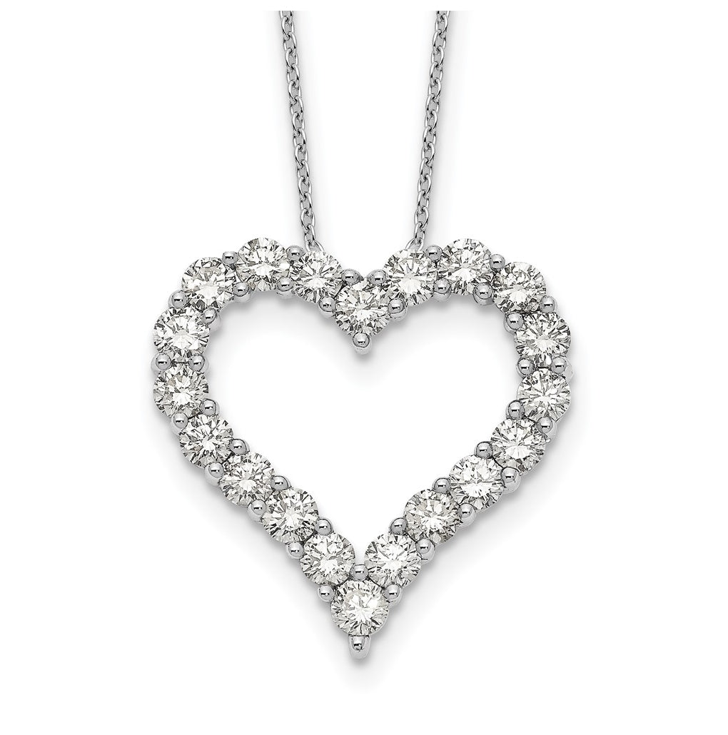 14k White Gold 2 carat Lab Grown Diamond VS/SI+ G+ Complete 18 inch Heart Pendant Necklace