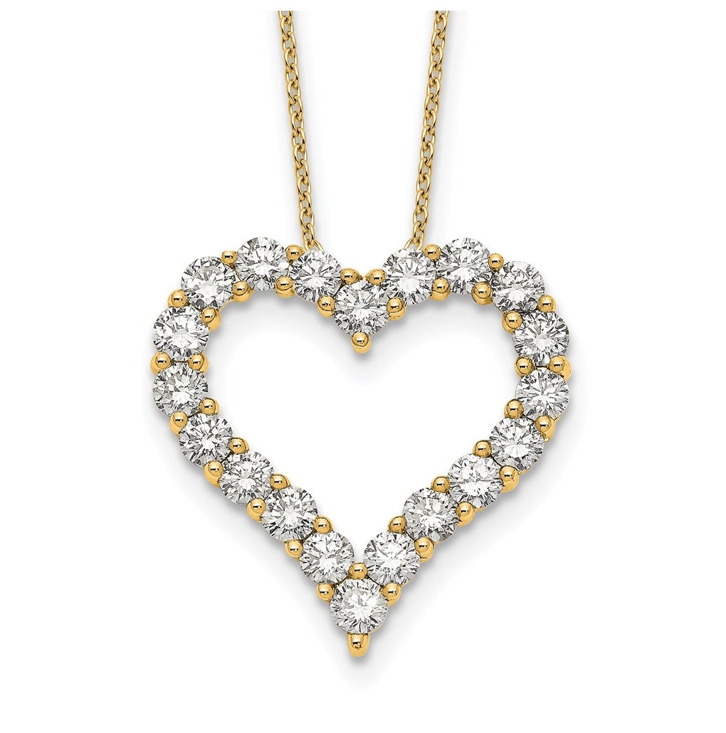 14k Yellow Gold 2 carat Lab Grown Diamond VS/SI+ G+ Complete 18 inch Heart Pendant Necklace