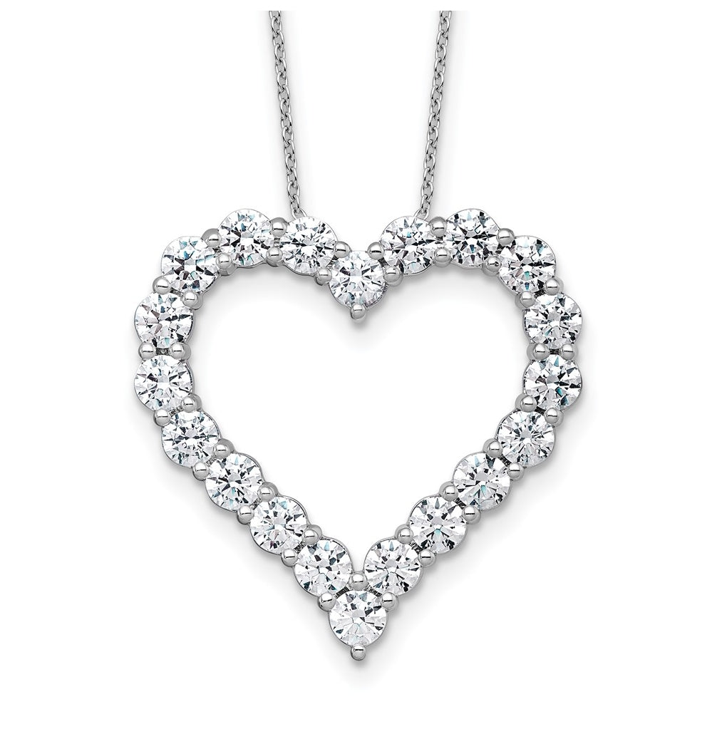 14k White Gold 4 carat Lab Grown Diamond VS+ F+ Complete 18 inch Heart Pendant Necklace