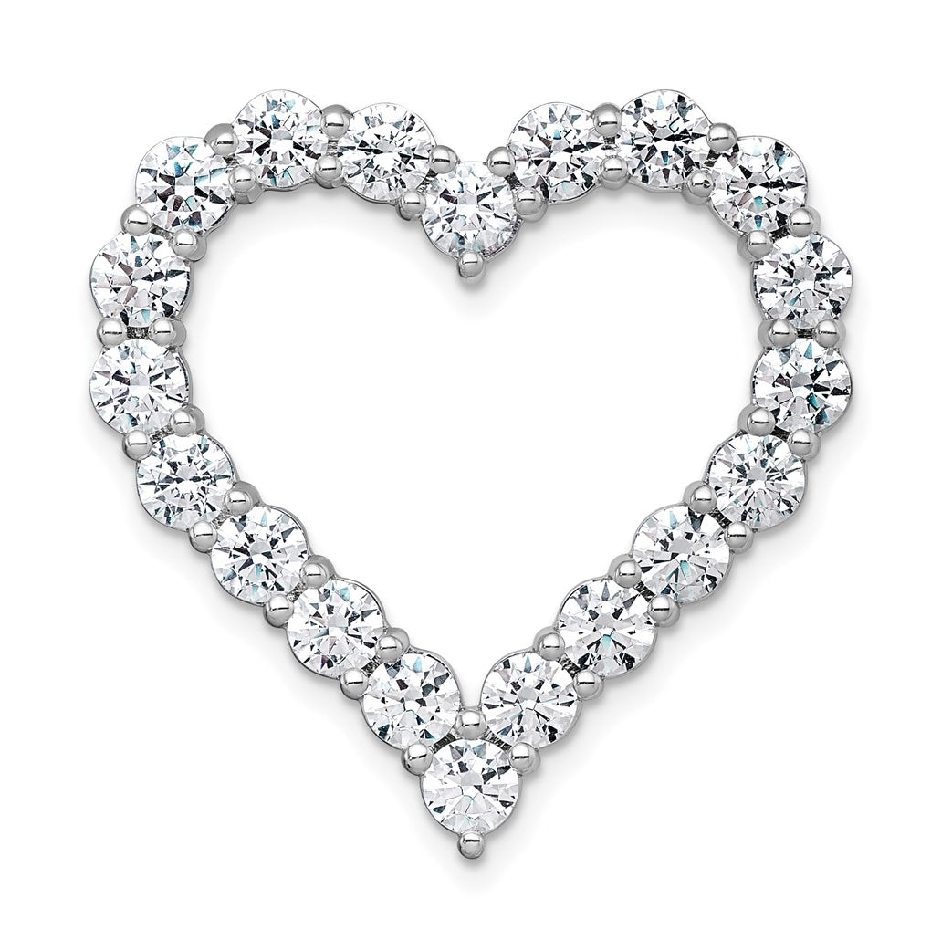 14k White Gold 4 carat Lab Grown Diamond VS+ F+ Complete Heart Chain Slide Pendant