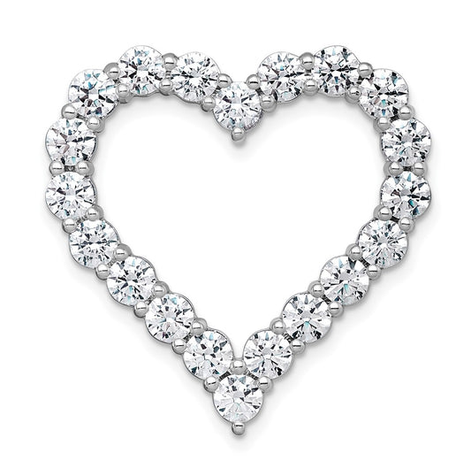 14k White Gold 4 carat Lab Grown Diamond VS+ F+ Complete Heart Chain Slide Pendant