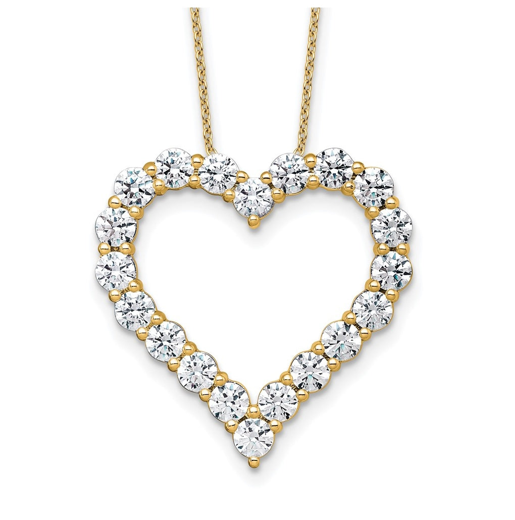 14k Yellow Gold 4 carat Lab Grown Diamond VS+ F+ Complete 18 inch Heart Pendant Necklace