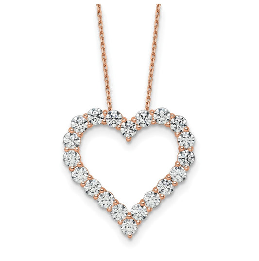 14k Rose Gold 3 carat Lab Grown Diamond VS/SI+ G+ Complete 18 inch Heart Pendant Necklace