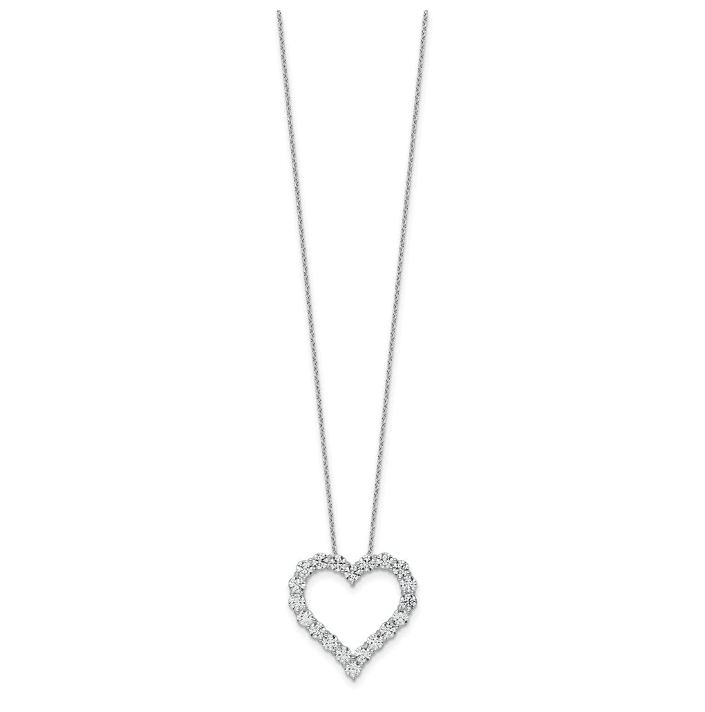 14k White Gold 3 carat Lab Grown Diamond VS/SI+ G+ Complete 18 inch Heart Pendant Necklace