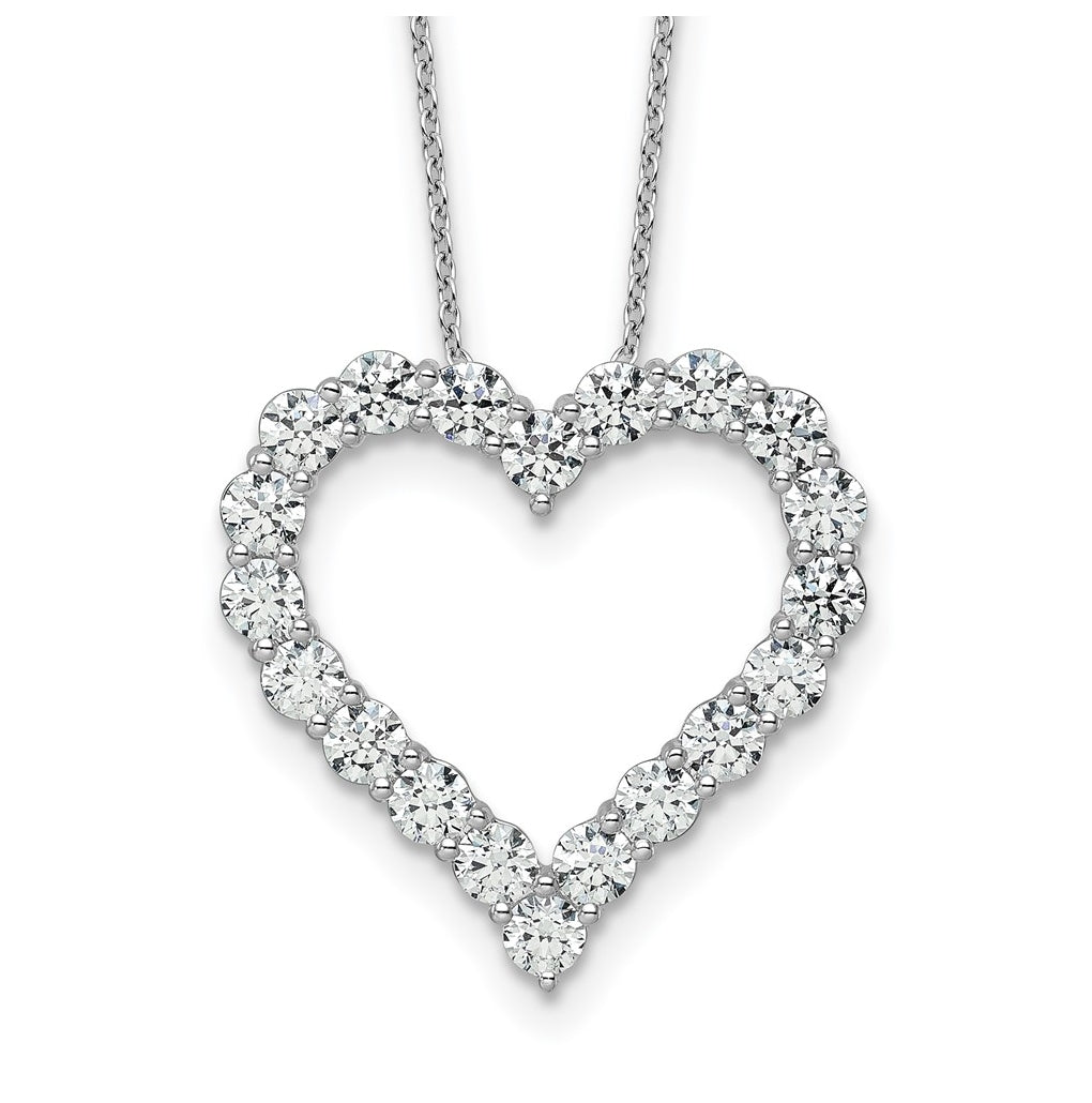 14k White Gold 3 carat Lab Grown Diamond VS/SI+ G+ Complete 18 inch Heart Pendant Necklace
