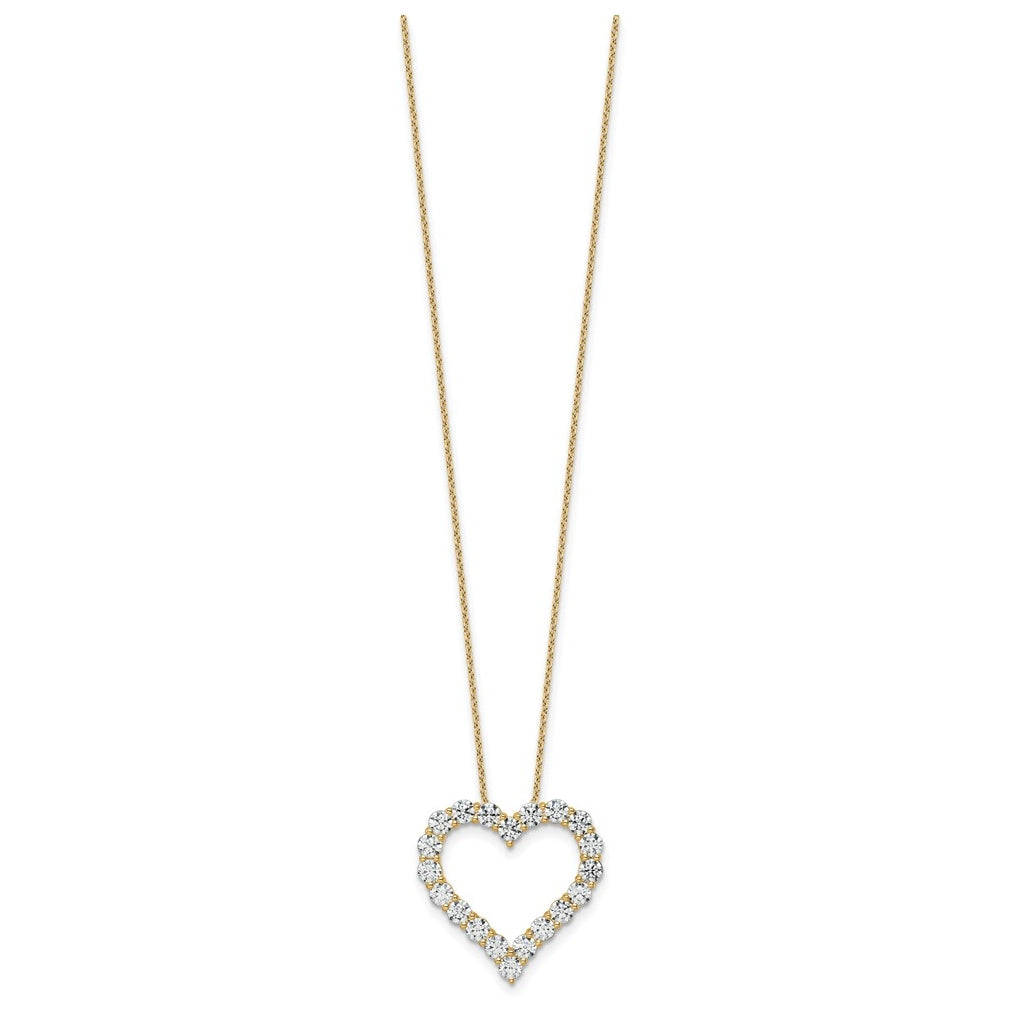 14k Yellow Gold 3 carat Lab Grown Diamond VS/SI+ G+ Complete 18 inch Heart Pendant Necklace