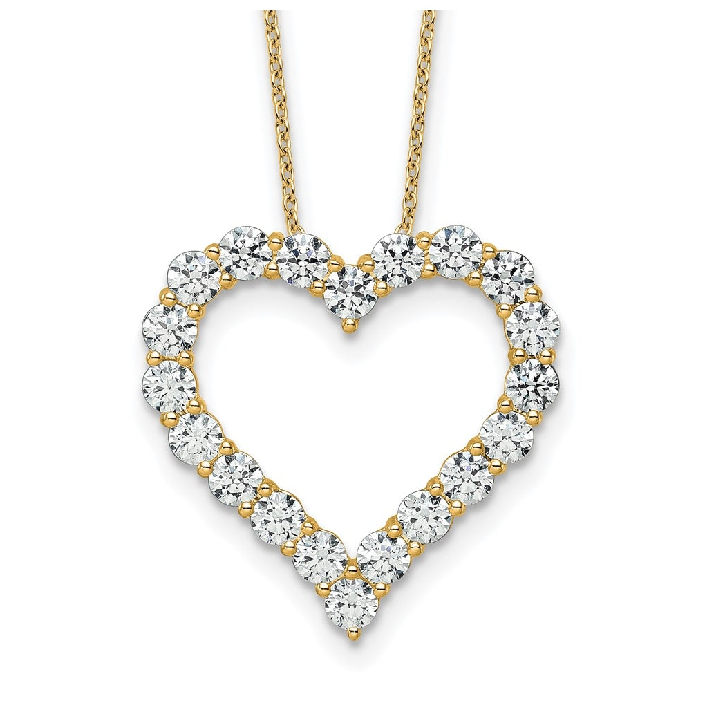 14k Yellow Gold 3 carat Lab Grown Diamond VS/SI+ G+ Complete 18 inch Heart Pendant Necklace
