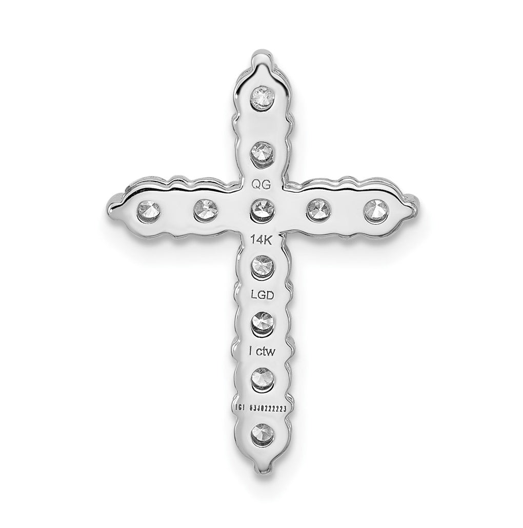 14k White Gold 4 carat Lab Grown Diamond VS+ F+ Complete Cross Chain Slide Pendant