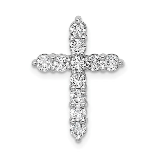 14k White Gold 4 carat Lab Grown Diamond VS+ F+ Complete Cross Chain Slide Pendant