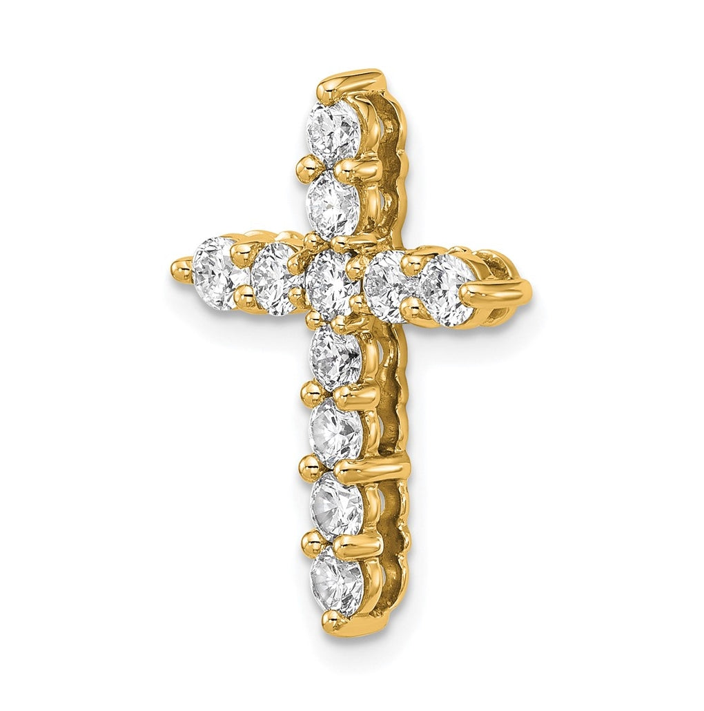 14k Yellow Gold 4 carat Lab Grown Diamond VS+ F+ Complete Cross Chain Slide Pendant