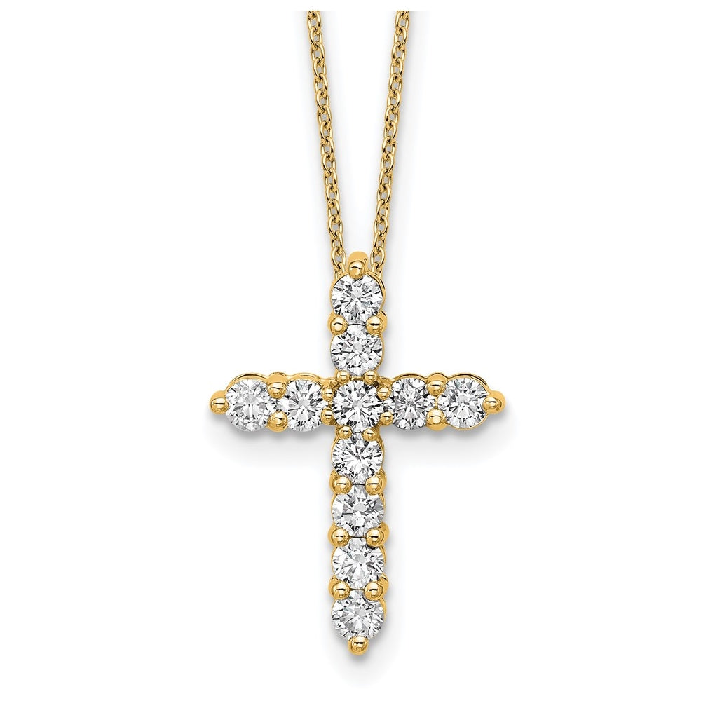 14k Yellow Gold 1 carat Lab Grown Diamond VS/SI+ G+ Complete 18 inch Cross Pendant Necklace