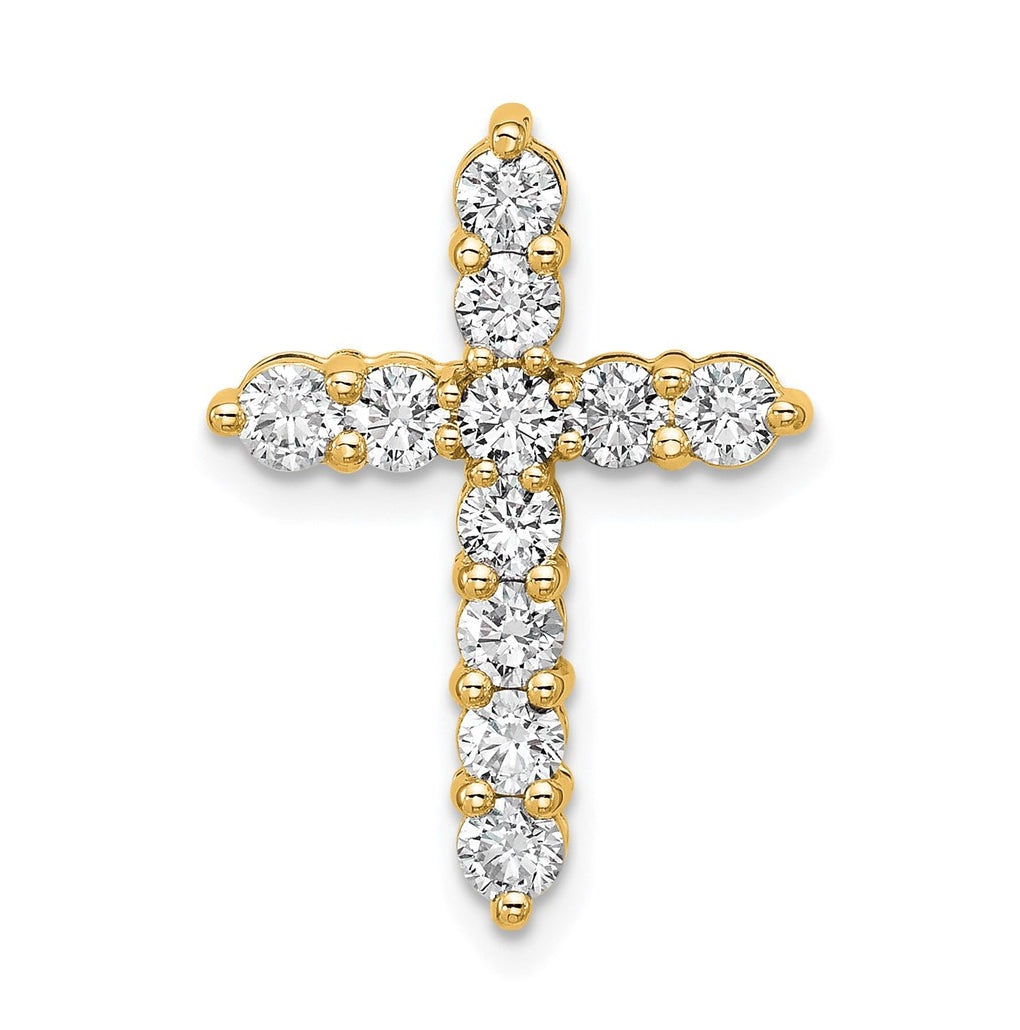 14k Yellow Gold 4 carat Lab Grown Diamond VS+ F+ Complete Cross Chain Slide Pendant