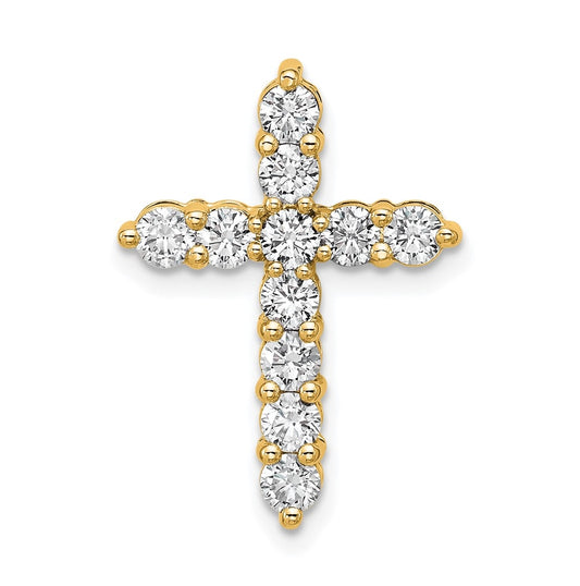 14k Yellow Gold 4 carat Lab Grown Diamond VS+ F+ Complete Cross Chain Slide Pendant