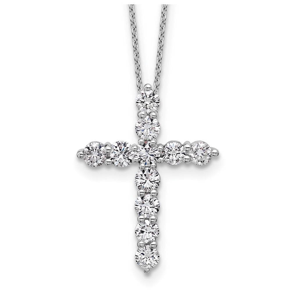 14k White Gold 1 1/2 carat Lab Grown Diamond VS+ F+ Complete 18 inch Cross Pendant Necklace